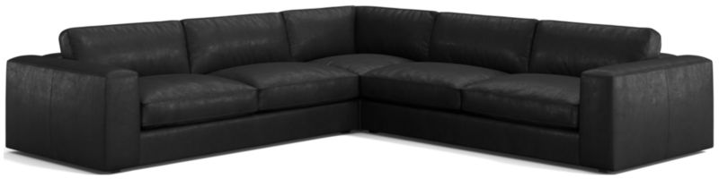 Oceanside Low Leather 3-Piece Deep-Seat L-Shaped Sectional Sofa - image 0 of 9