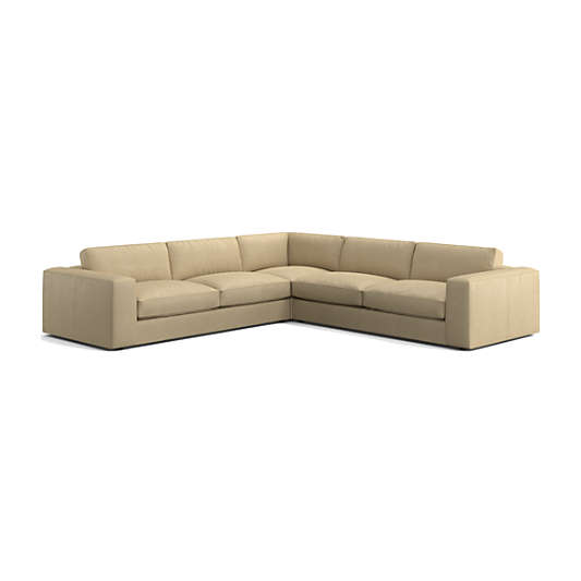 Oceanside Low Leather 3-Piece Deep-Seat L-Shaped Sectional Sofa