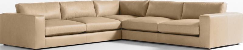 Oceanside Low Leather 3-Piece Deep-Seat L-Shaped Sectional Sofa - image 0 of 10