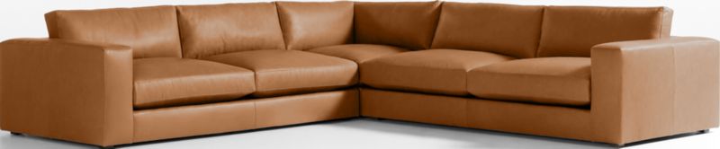 Oceanside Low Leather 3-Piece Deep-Seat L-Shaped Sectional Sofa - image 0 of 10