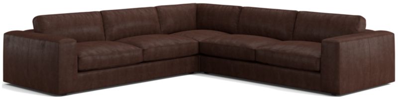 Oceanside Low Leather 3-Piece Deep-Seat L-Shaped Sectional Sofa - image 0 of 9