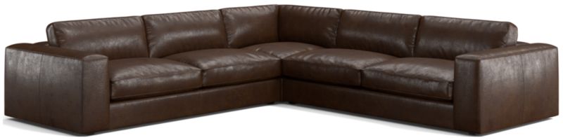 Oceanside Low Leather 3-Piece Deep-Seat L-Shaped Sectional Sofa - image 0 of 9