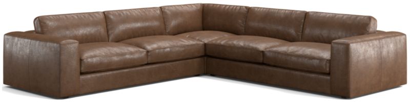 Oceanside Low Leather 3-Piece Deep-Seat L-Shaped Sectional Sofa - image 0 of 9