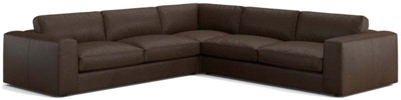 Oceanside Low Leather 3-Piece Deep-Seat L-Shaped Sectional Sofa - image 0 of 9