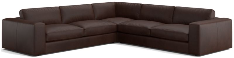 Oceanside Low Leather 3-Piece Deep-Seat L-Shaped Sectional Sofa - image 0 of 10