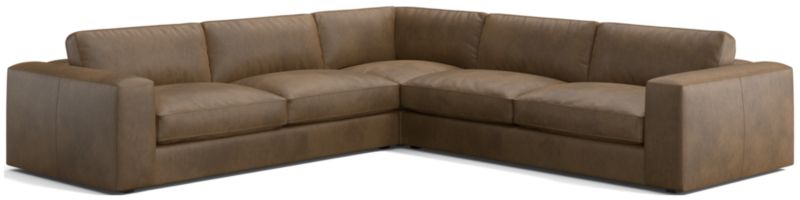 Oceanside Low Leather 3-Piece Deep-Seat L-Shaped Sectional Sofa - image 0 of 10