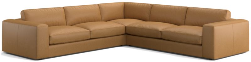 Oceanside Low Leather 3-Piece Deep-Seat L-Shaped Sectional Sofa - image 0 of 9