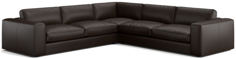 Oceanside Low Leather 3-Piece Deep-Seat L-Shaped Sectional Sofa - image 0 of 9