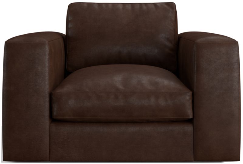 Oceanside Low Leather Deep-Seat Swivel Chair - image 0 of 6