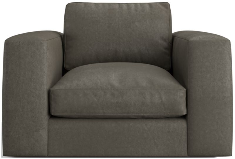 Oceanside Low Leather Deep-Seat Swivel Chair - image 0 of 6