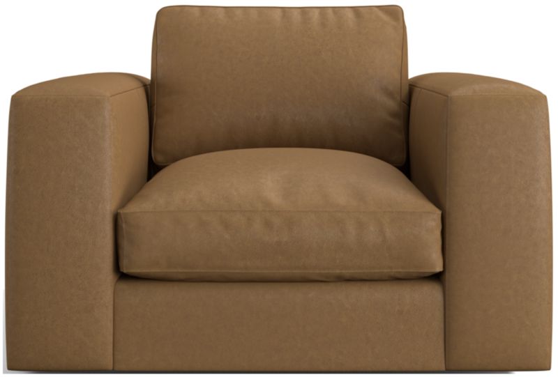 Oceanside Low Leather Deep-Seat Swivel Chair - image 0 of 6