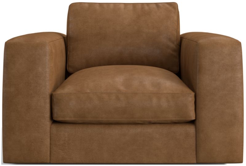 Oceanside Low Leather Deep-Seat Swivel Chair - image 0 of 6