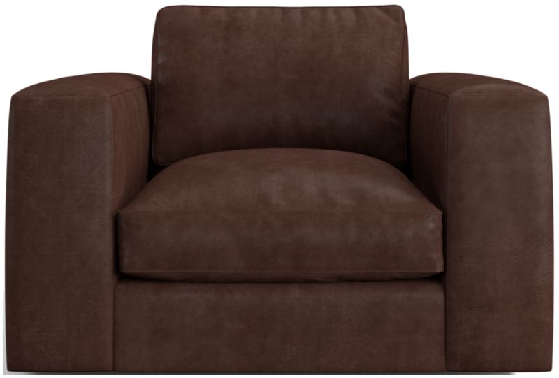 Oceanside Low Leather Deep-Seat Swivel Chair - image 0 of 6