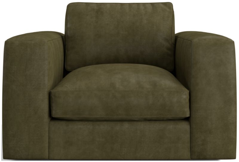 Oceanside Low Leather Deep-Seat Swivel Chair - image 0 of 6