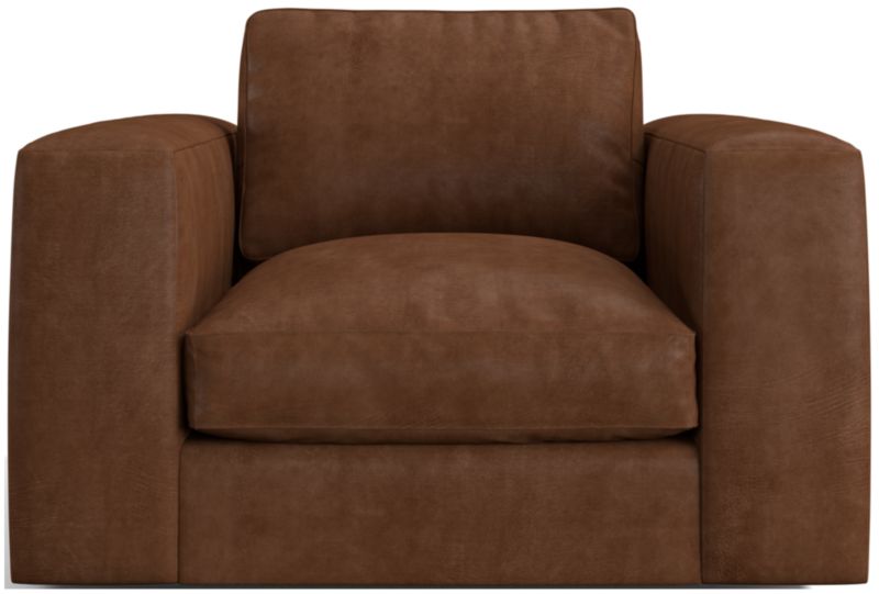 Oceanside Low Leather Deep-Seat Swivel Chair - image 0 of 6