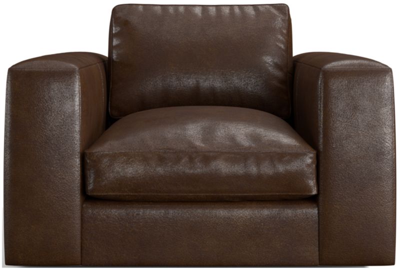 Oceanside Low Leather Deep-Seat Swivel Chair - image 0 of 6