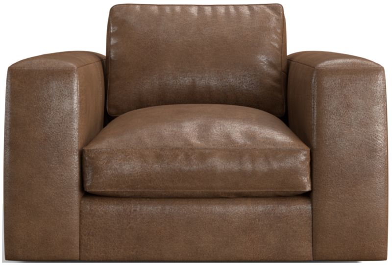 Oceanside Low Leather Deep-Seat Swivel Chair - image 0 of 6