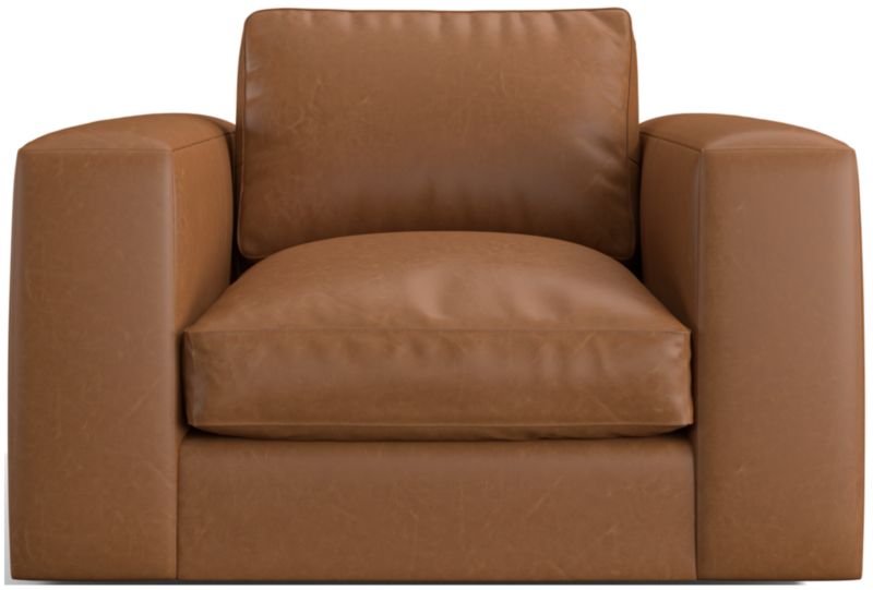 Oceanside Low Leather Deep-Seat Swivel Chair - image 0 of 6