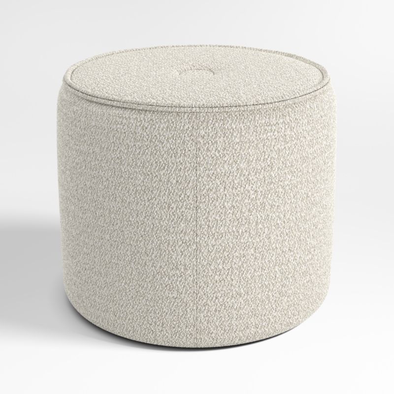 Fireside Small Round Upholstered Ottoman + Reviews | Crate & Barrel
