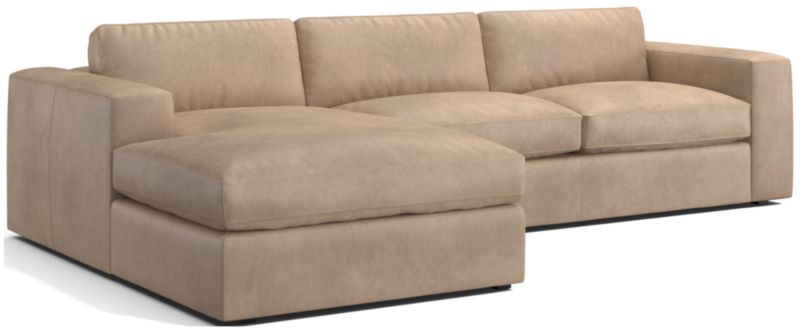 Oceanside Leather Deep-Seat 2-Piece Chaise Sectional Sofa - image 0 of 7