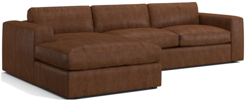 Oceanside Leather Deep-Seat 2-Piece Chaise Sectional Sofa - image 0 of 6