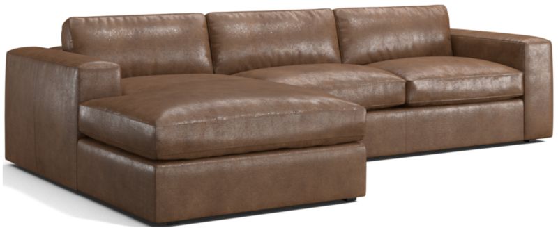 Oceanside Leather Deep-Seat 2-Piece Chaise Sectional Sofa - image 0 of 8