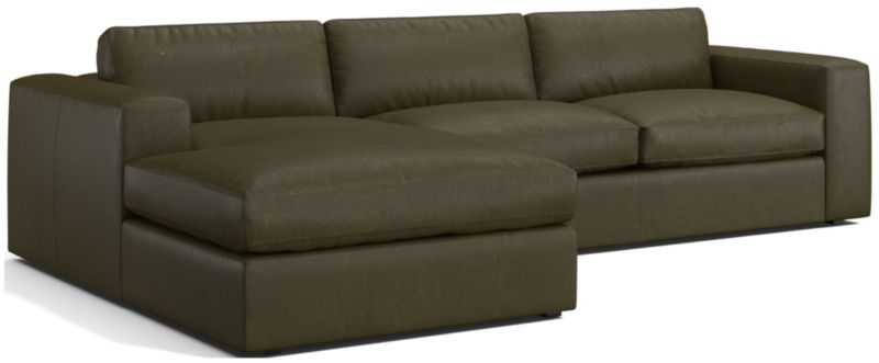 Oceanside Leather Deep-Seat 2-Piece Chaise Sectional Sofa - image 0 of 6