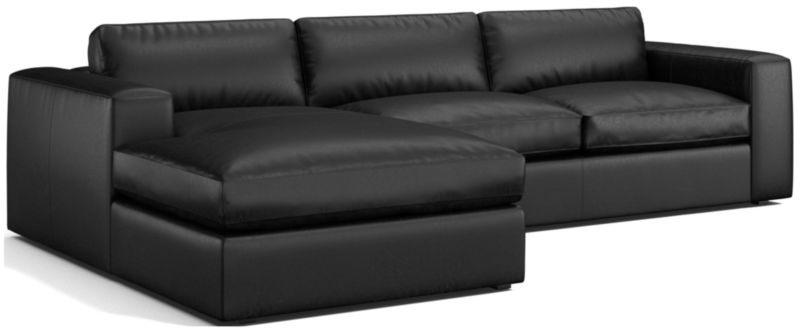 Oceanside Leather Deep-Seat 2-Piece Chaise Sectional Sofa - image 0 of 6