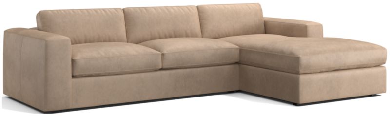 Oceanside Leather Deep-Seat 2-Piece Chaise Sectional Sofa - image 0 of 7