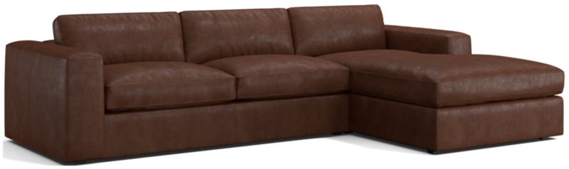 Oceanside Leather Deep-Seat 2-Piece Chaise Sectional Sofa - image 0 of 6