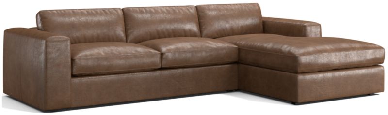 Oceanside Leather Deep-Seat 2-Piece Chaise Sectional Sofa - image 0 of 8