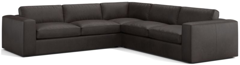 Oceanside Leather Deep-Seat 3-Piece L-Shaped Sectional Sofa - image 0 of 7