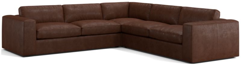 Oceanside Leather Deep-Seat 3-Piece L-Shaped Sectional Sofa - image 0 of 6