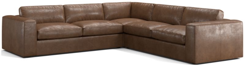 Oceanside Leather Deep-Seat 3-Piece L-Shaped Sectional Sofa - image 0 of 6