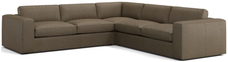 Oceanside Leather Deep-Seat 3-Piece L-Shaped Sectional Sofa - image 0 of 6