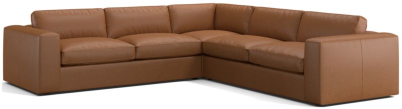 Oceanside Leather Deep-Seat 3-Piece L-Shaped Sectional Sofa - image 0 of 6