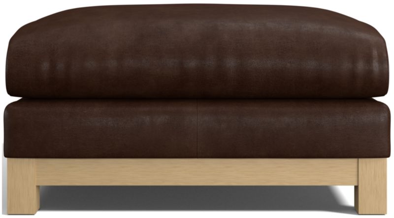 Pacific Wood Leather Ottoman - image 0 of 4