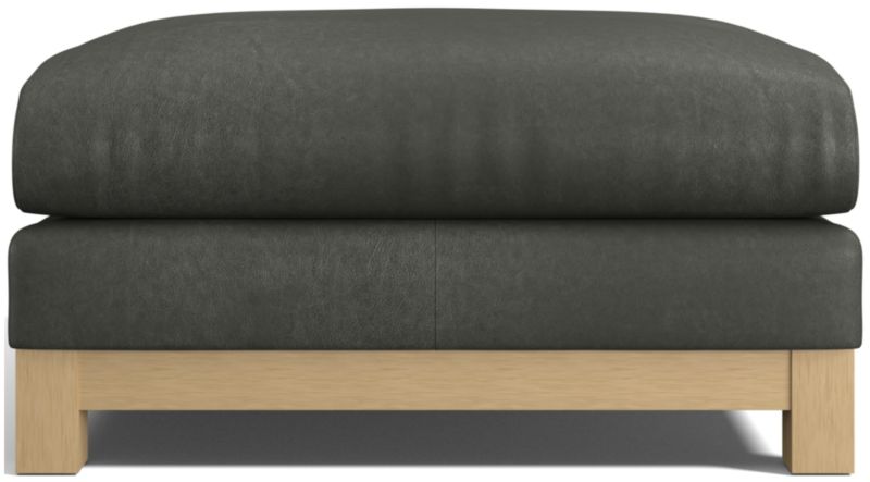 Pacific Wood Leather Ottoman - image 0 of 4