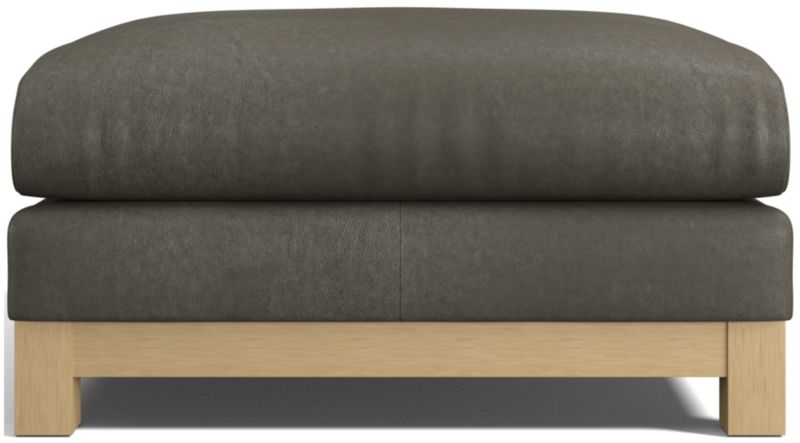 Pacific Wood Leather Ottoman - image 0 of 4