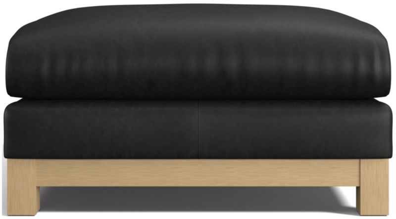 Pacific Wood Leather Ottoman - image 0 of 4