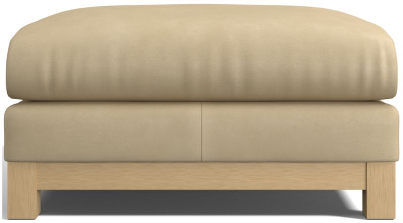 Pacific Wood Leather Ottoman - image 0 of 5