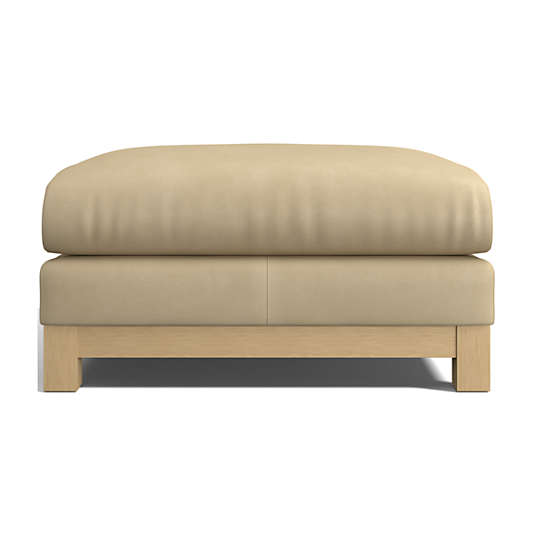 Pacific Wood Leather Ottoman