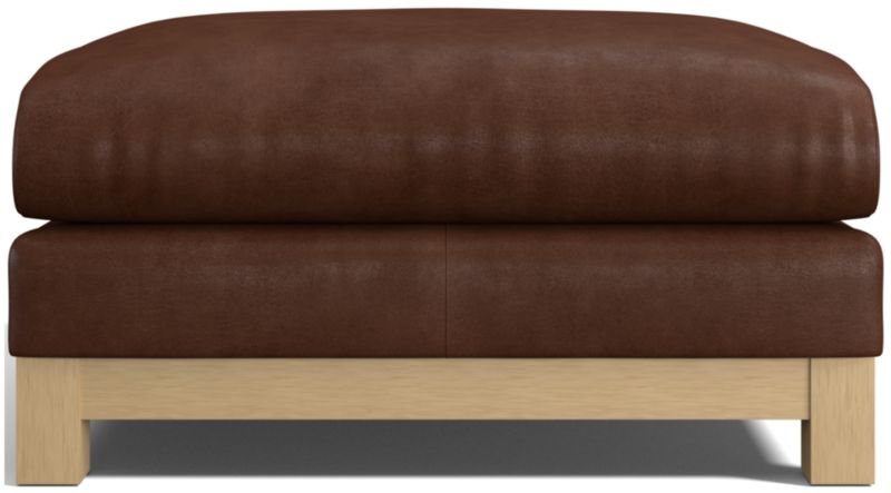 Pacific Wood Leather Ottoman - image 0 of 5