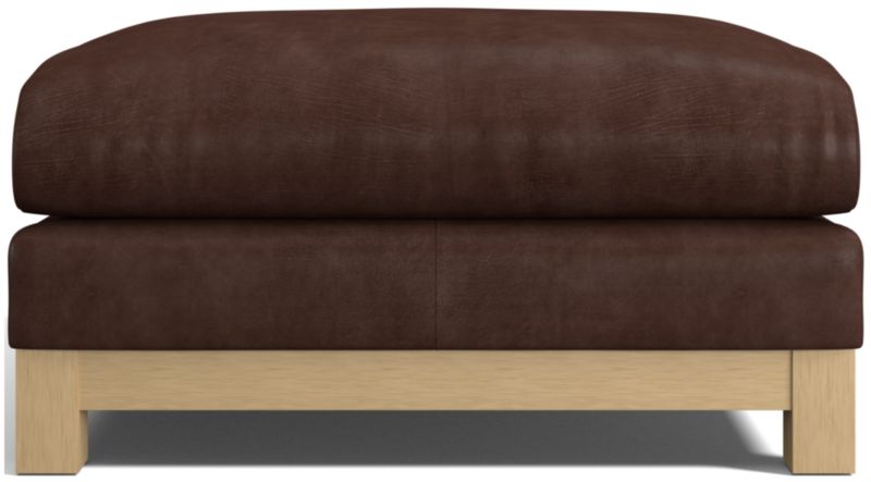 Pacific Wood Leather Ottoman - image 0 of 4