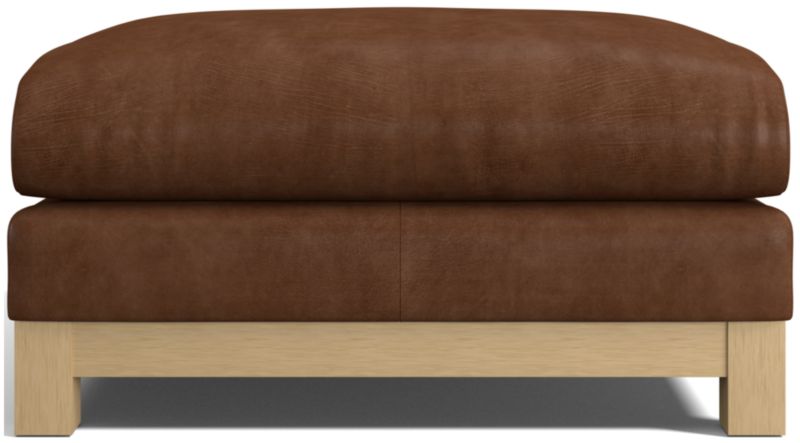 Pacific Wood Leather Ottoman - image 0 of 4