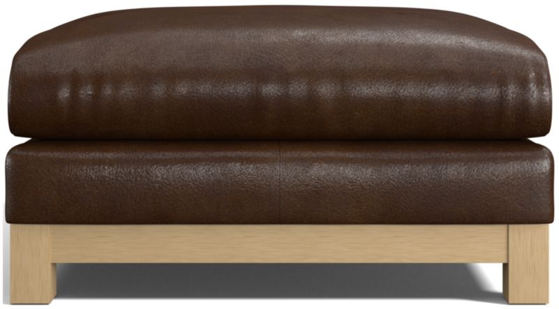 Pacific Wood Leather Ottoman - image 0 of 4