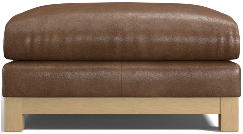 Pacific Wood Leather Ottoman - image 0 of 4