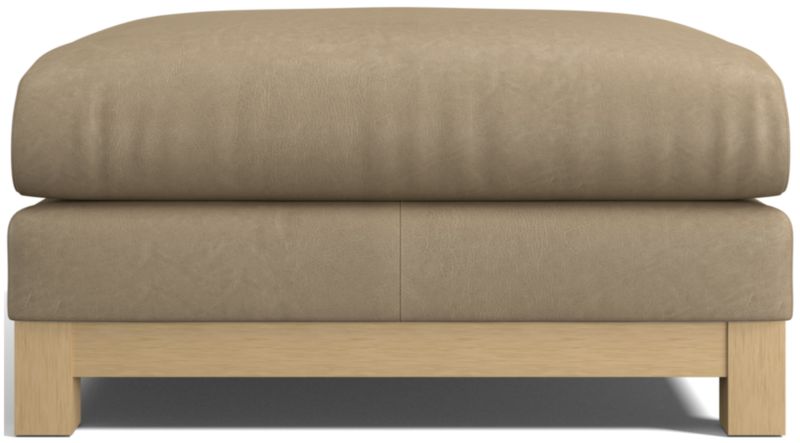 Pacific Wood Leather Ottoman - image 0 of 4