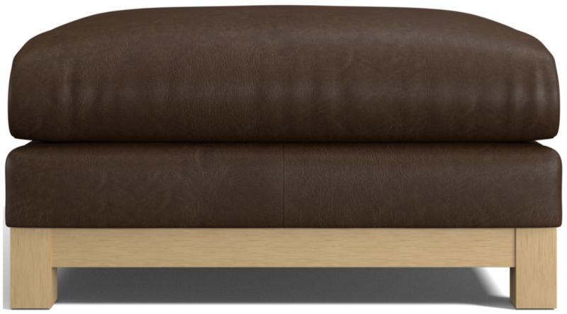 Pacific Wood Leather Ottoman - image 0 of 4