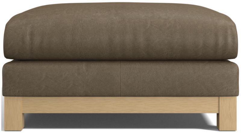 Pacific Wood Leather Ottoman - image 0 of 4